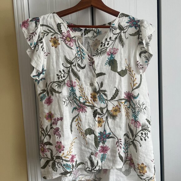 Pistache Tops - NWT Pistache 100% Linen Floral Blouse - Made in Italy - Medium